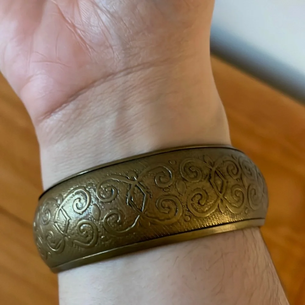 Gold Patterned Bangle - Picture 2 of 2